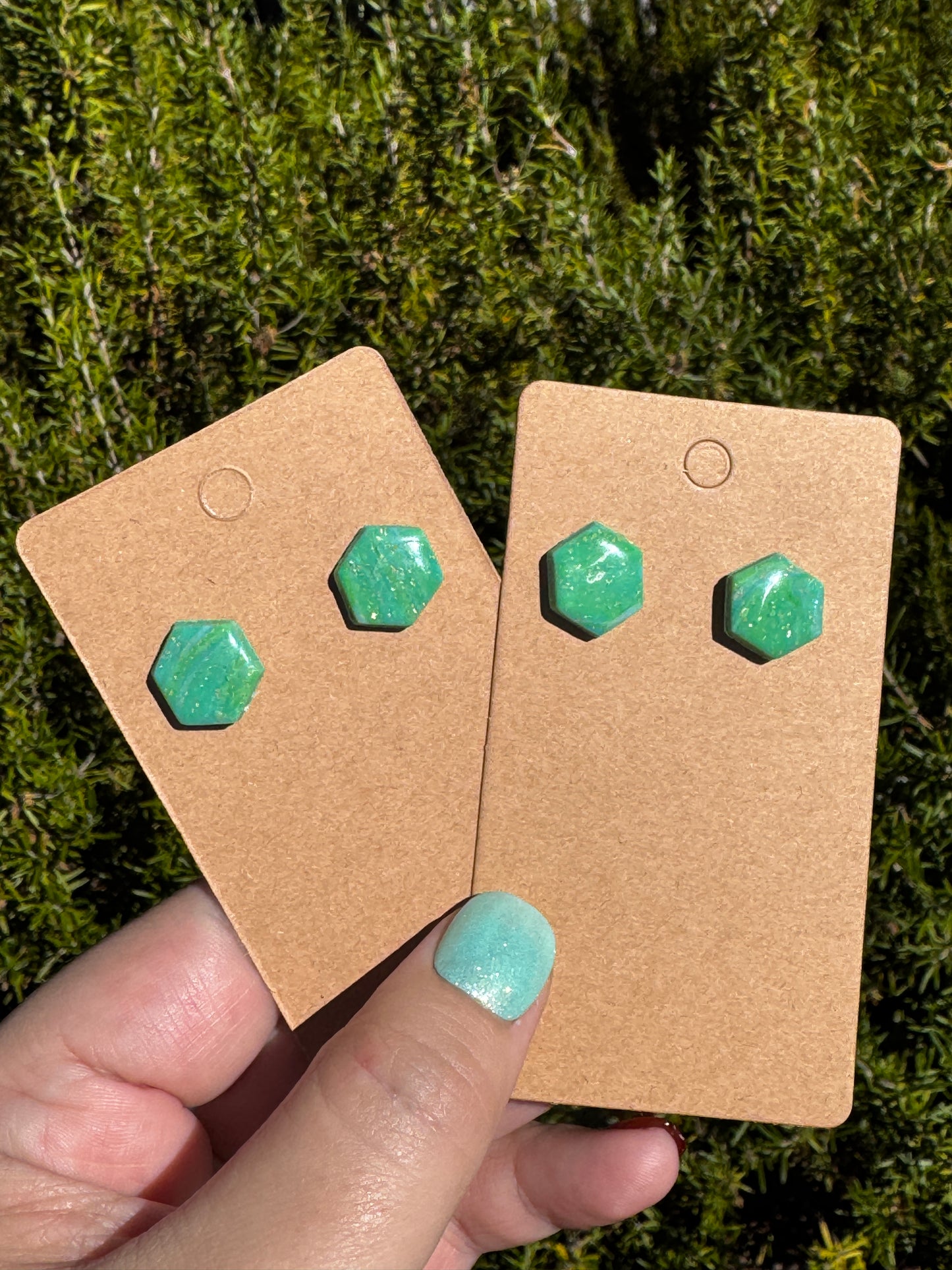 Green octagon studs