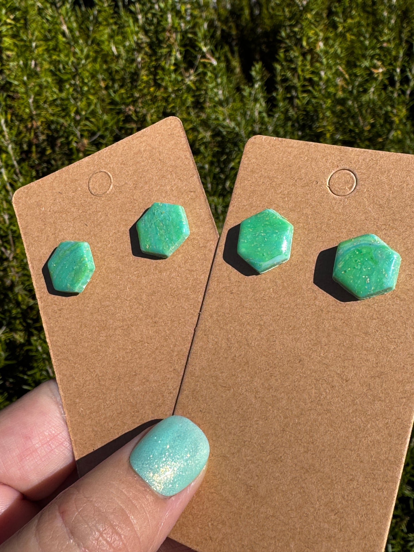 Green octagon studs