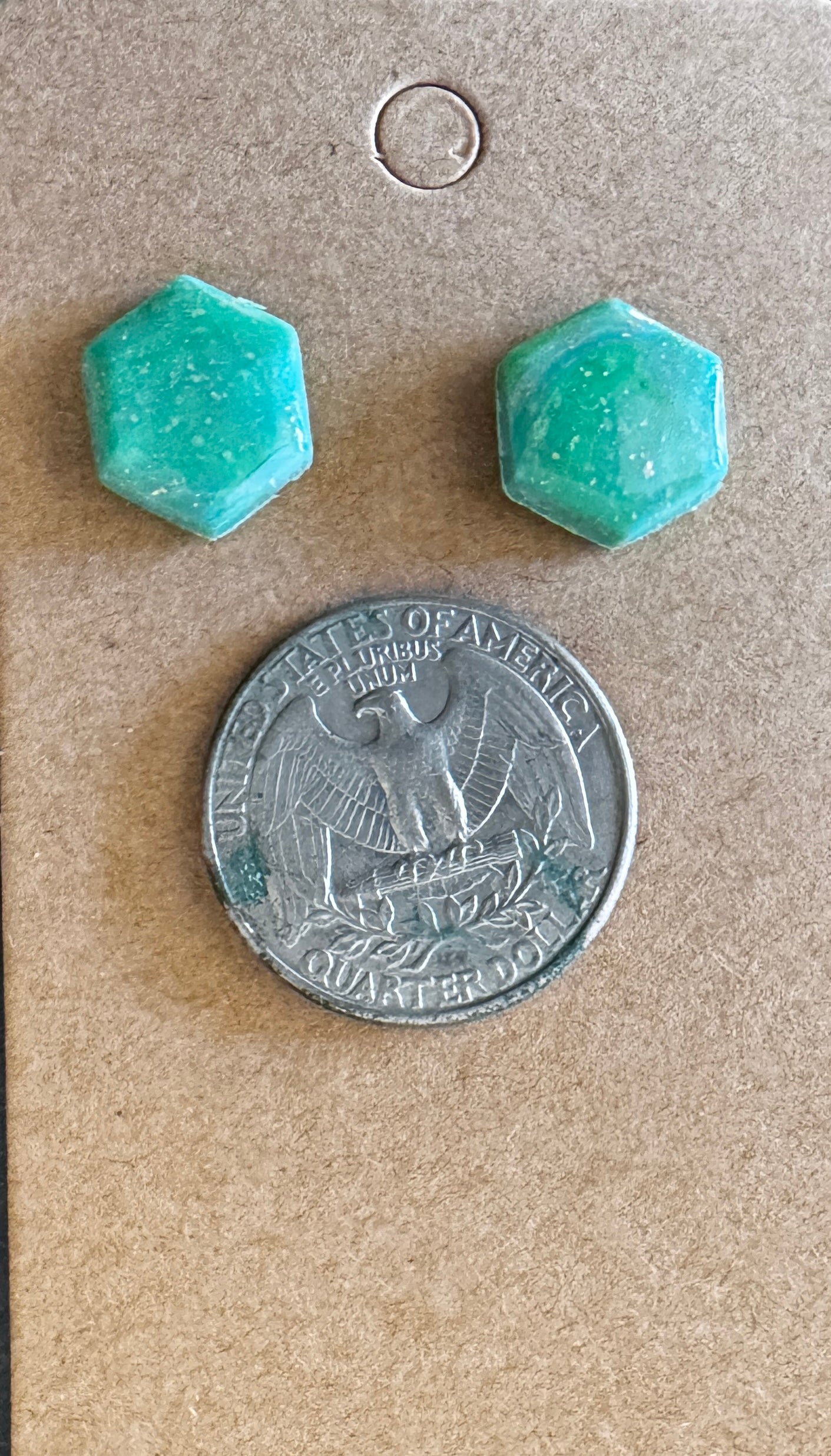 Green octagon studs