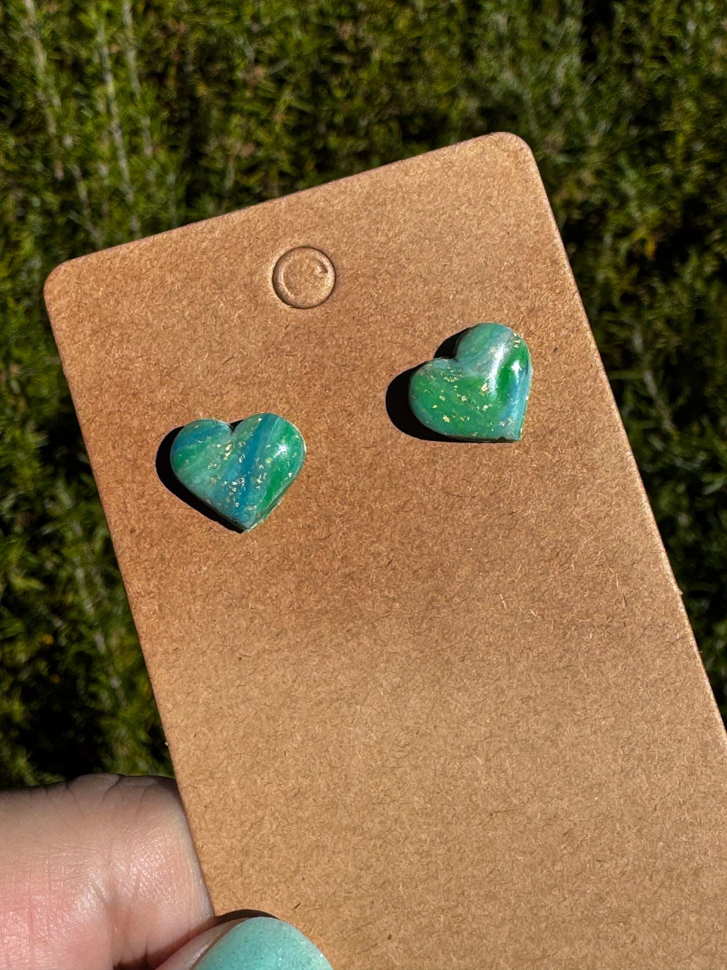 Green heart studs