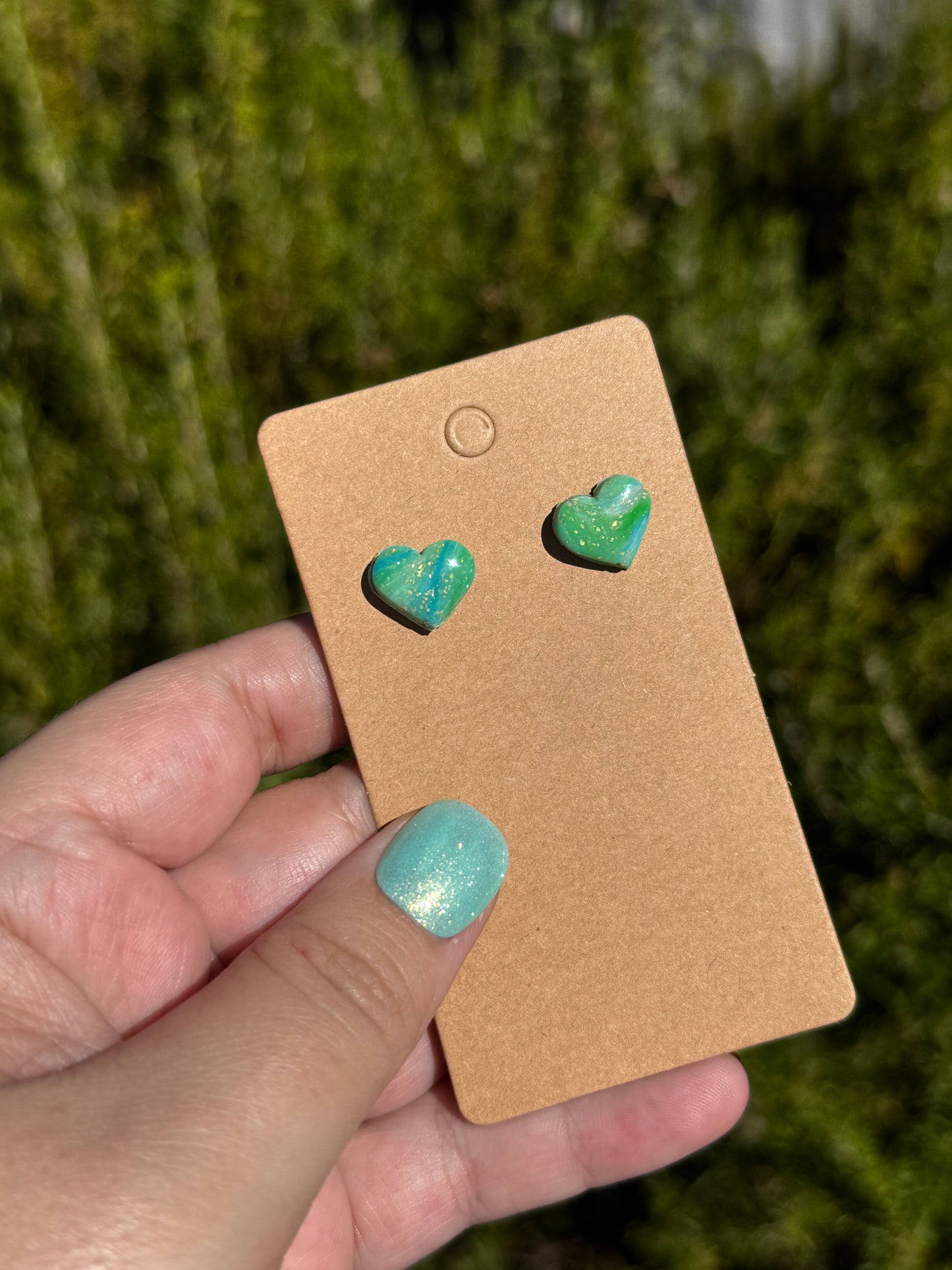 Green heart studs