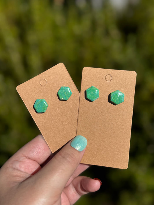 Green octagon studs