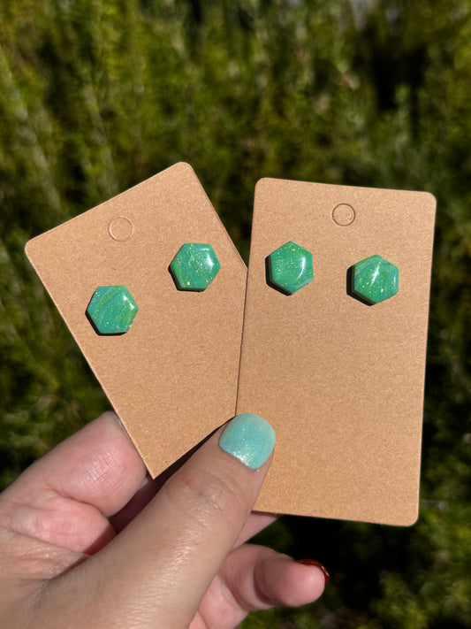 Green octagon studs